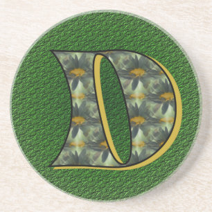 Monogram Initial D Black Daisies Drink Untersetzer