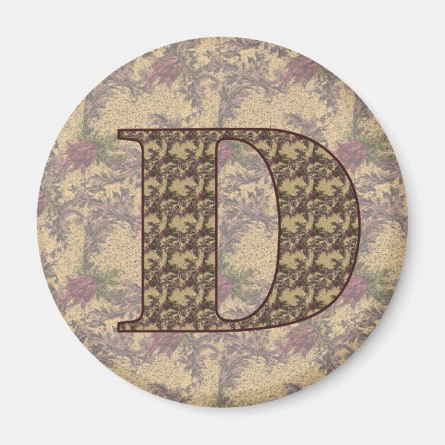 Monogram Initial D Elegant Floral Magnet (Vorne)