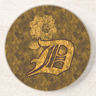 Monogram, Initial D Gold Peony Drink Untersetzer