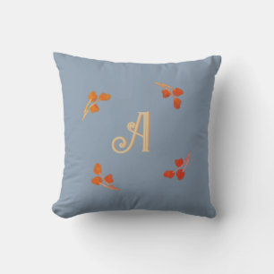 Monogram Initial Dusty Blau Retro Rot Orange Beere Kissen
