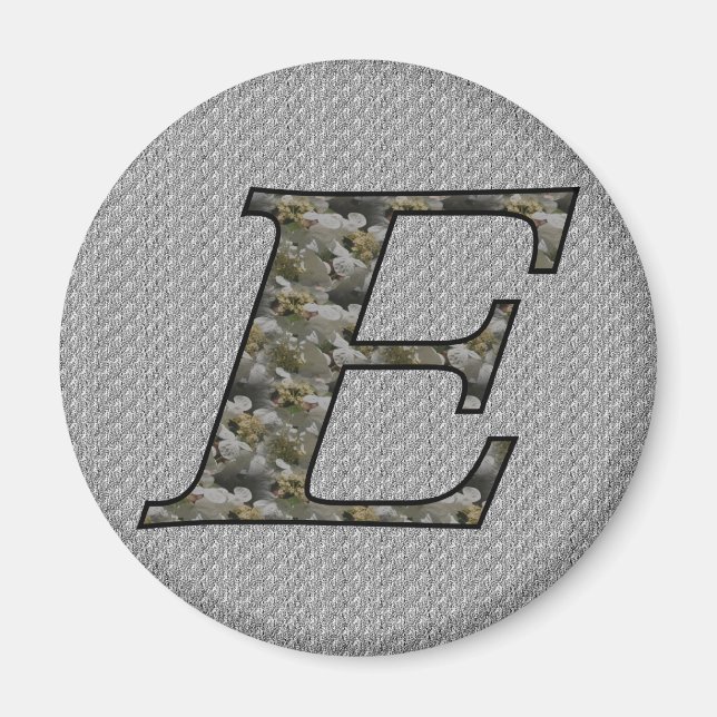 Monogram Initial E Hydrangea Floral Magnet (Vorne)