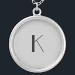 Monogram Initial Elegant Minimalistisch Gray Black Versilberte Kette<br><div class="desc">Ein Geschenk für sie. Eine mit Monogramm erste Kette,  die elegant in ihrer Einfachheit ist. Silber oder Silberplatte,  Grau und Schwarz. Ändern Sie die Initialisierung,  um für Ihren Empfänger zu personalisieren.</div>