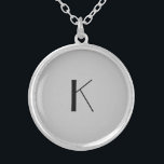 Monogram Initial Elegant Minimalistisch Gray Black Versilberte Kette<br><div class="desc">Ein Geschenk für sie. Eine mit Monogramm,  originelle,  in ihrer Einfachheit elegante Sockethalskette. Silber oder Silberplatte,  Grau und Schwarz. Ändern Sie die Initialisierung,  um für Ihren Empfänger zu personalisieren.</div>