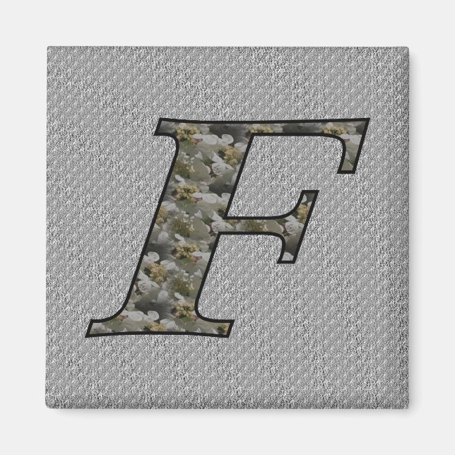 Monogram Initial F Hydrangea Floral Magnet (Vorne)