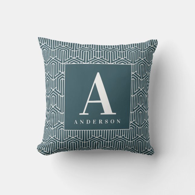 Monogram/ Initial family name geometric cushion. Kissen (Vorderseite)