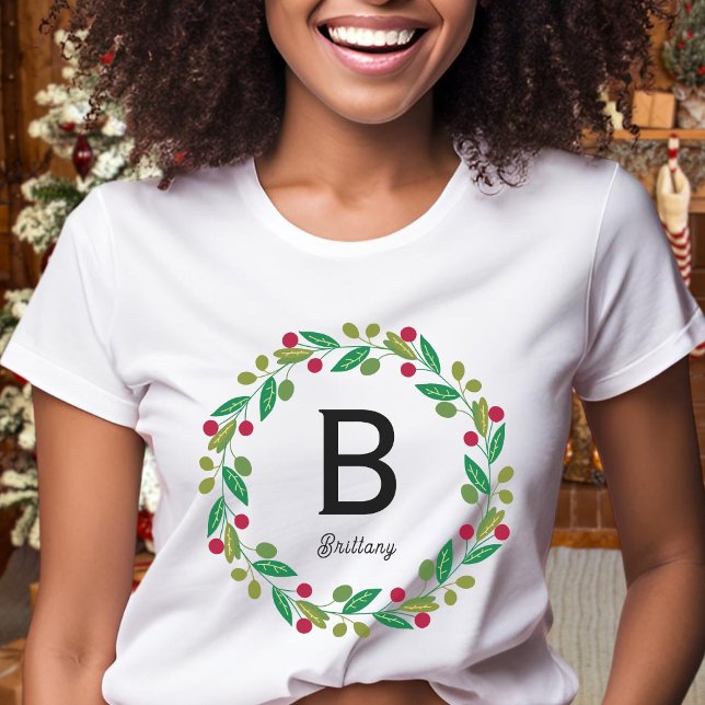 Monogram - Initial - Frauenweihnachtszeit T-Shirt (Von Creator hochgeladen)