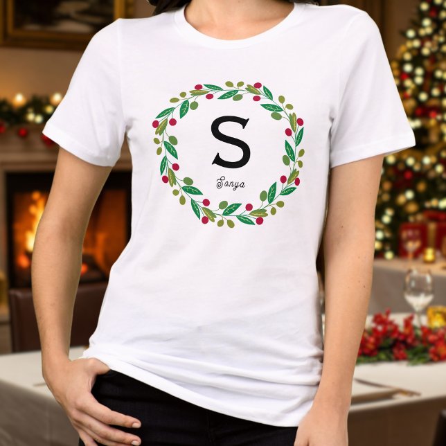Monogram - Initial - Frauenweihnachtszeit Tri-Blend Shirt (Von Creator hochgeladen)