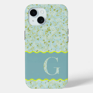 MONOGRAM INITIAL G ACQUA KLEINE BLUME Case-Mate iPhone HÜLLE