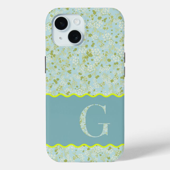 MONOGRAM INITIAL G ACQUA KLEINE BLUME Case-Mate iPhone HÜLLE (Rückseite)