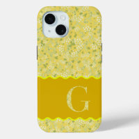 MONOGRAM INITIAL G GELBE KLEINE BLUME