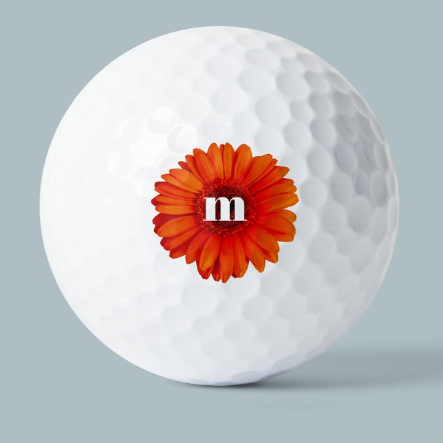 Monogram Initial Gerbera Daisy Golfball (Von Creator hochgeladen)