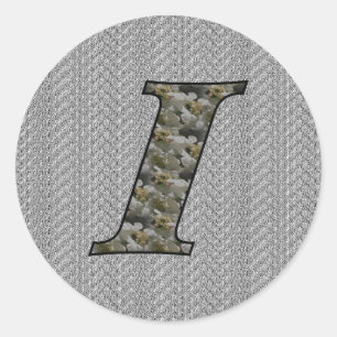 Monogram Initial I Hydrangea Floral Sticker