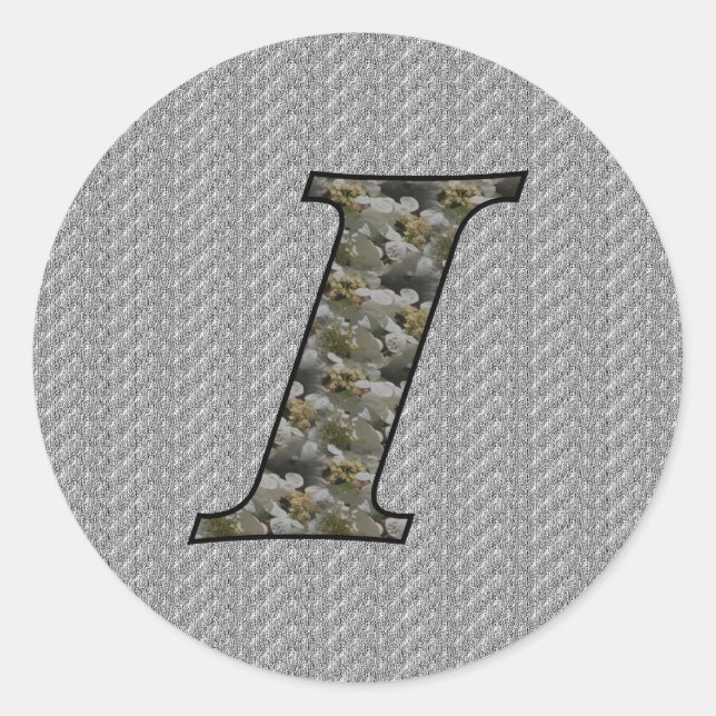 Monogram Initial I Hydrangea Floral Sticker (Vorderseite)