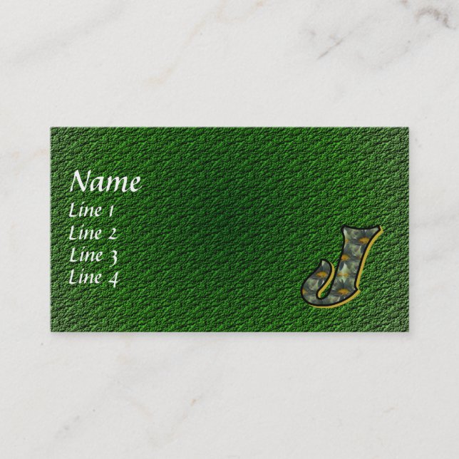 Monogram Initial J Daisies Floral Business Card Visitenkarte (Vorderseite)