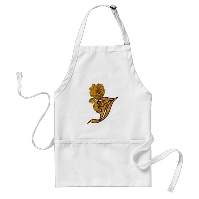 Monogram Initial J Gold Peony Schürze (Vorne)