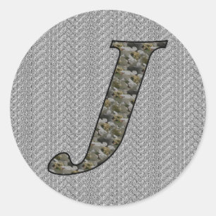 Monogram Initial J Hydrangea Floral Sticker