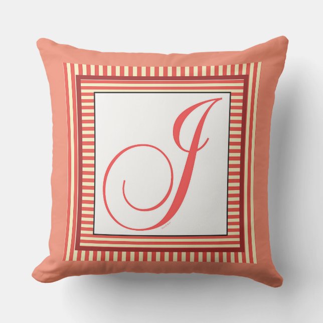 Monogram Initial J Salmon Kissen (Vorderseite)