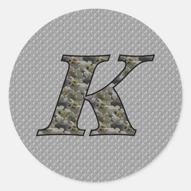 Monogram Initial K Hydrangea Floral Sticker (Vorderseite)