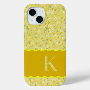 MONOGRAM INITIAL K YELLOW KLEINE BLUME Case-Mate iPhone HÜLLE