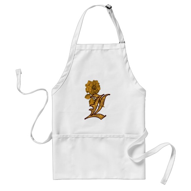 Monogram Initial L Gold Peony Schürze (Vorne)