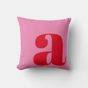 Monogram Initial Letter Bold Rosa Red Playful Kissen
