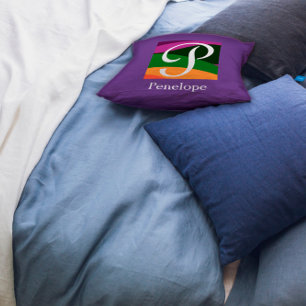 Monogram Initial Letter Lavender Throw Pillow Kissen