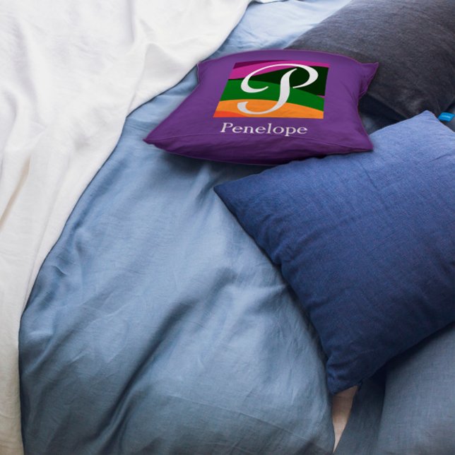 Monogram Initial Letter Lavender Throw Pillow Kissen (Von Creator hochgeladen)