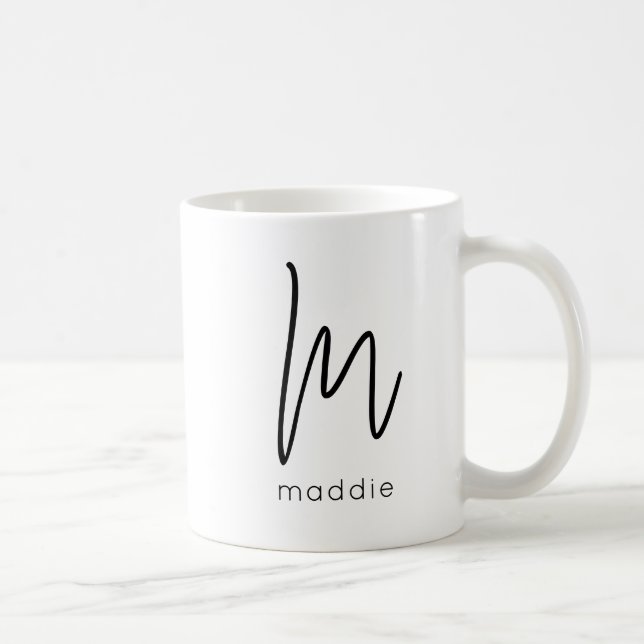 Monogram Initial Letter Name Einfaches Schwarzes S Kaffeetasse (Rechts)