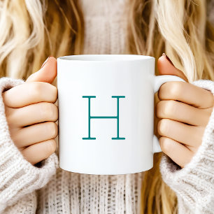 Monogram Initial Letter Retro Schreibmaschine Aqua Kaffeetasse