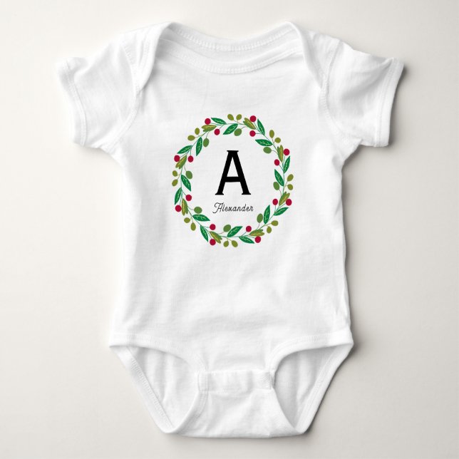 Monogram initial - Matching family Christmas Baby Strampler (Vorderseite)