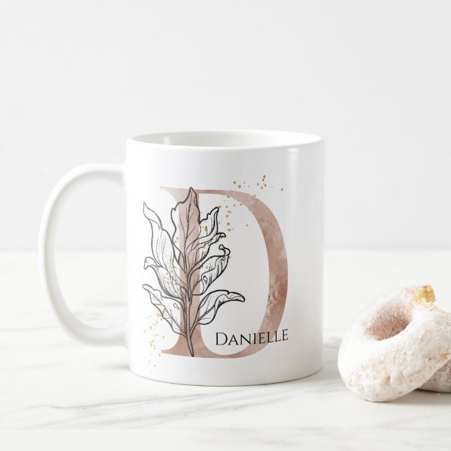 Monogram, Initial Modern Letter D Boho Personalisi Kaffeetasse (Mit Donut)