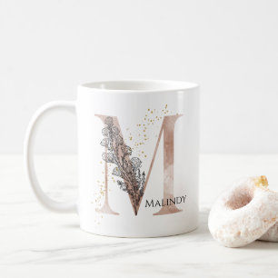 Monogram Initial Modern Letter M Boho Personalisie Kaffeetasse