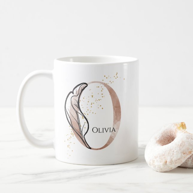 Monogram, Initial Modern Letter O Boho Personalisi Kaffeetasse (Mit Donut)