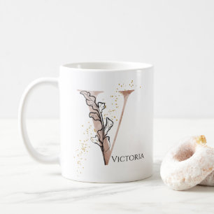 Monogram Initial Modern Letter V Boho Personalisie Kaffeetasse