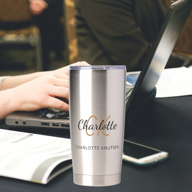 Monogram Initial Name einfach Thermobecher (Von Creator hochgeladen)