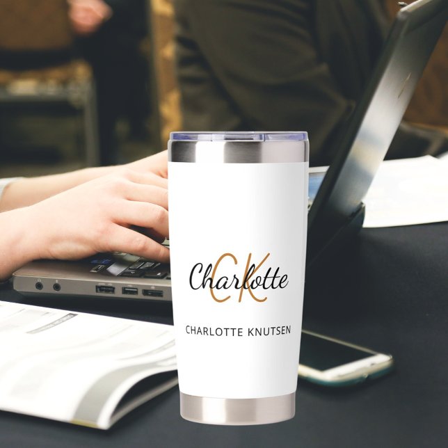 Monogram Initial Name einfach Thermobecher (Von Creator hochgeladen)