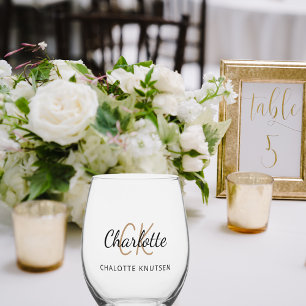 Monogram Initial Name einfach Weinglas Ohne Stiel