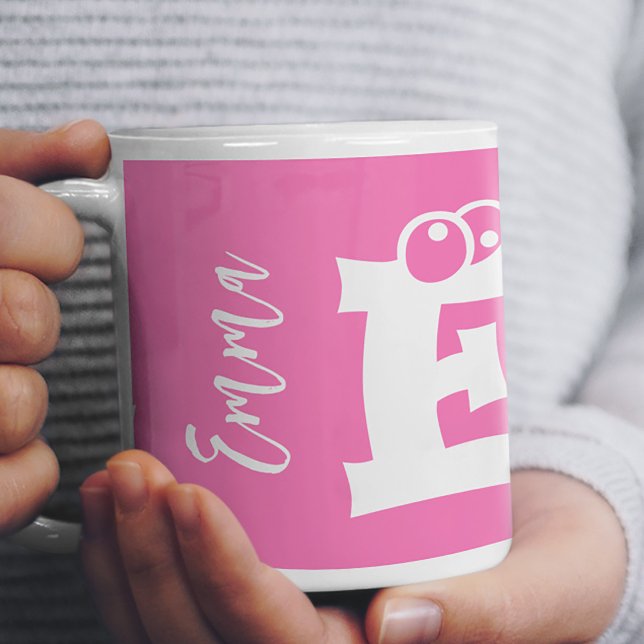 Monogram initial name script modern pink kaffeetasse (Von Creator hochgeladen)