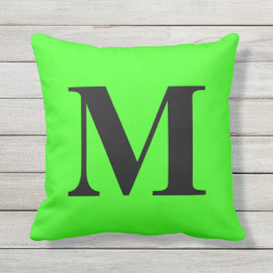 Monogram Initial Neon Green Gift farbenfrohe Brill Kissen
