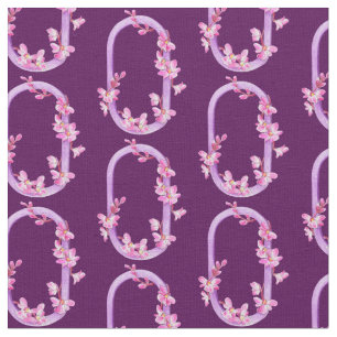Monogram, initial O lila orchid floral watercolor Stoff
