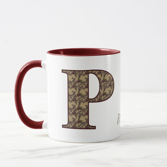 Monogram Initial P Vintage Floral Personalized Tasse (Links)