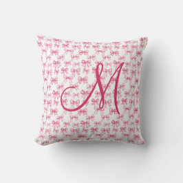 Monogram Initial Pink Bow Coquette Ästhetische Gir Kissen