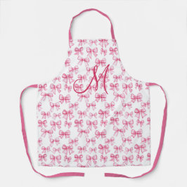 Monogram Initial Pink Bow Coquette Ästhetisches Ge Schürze
