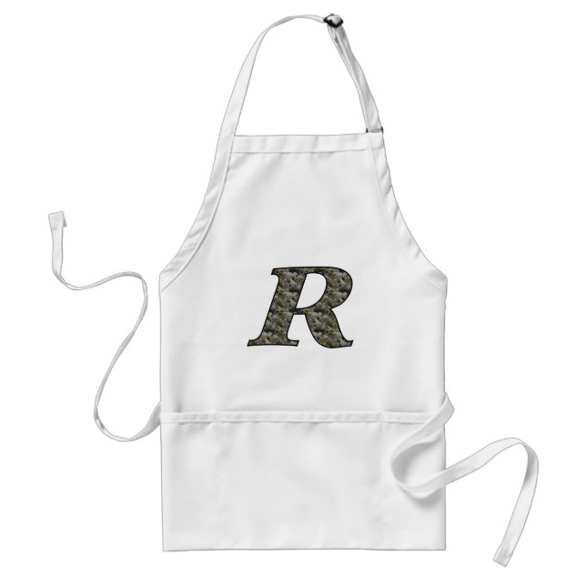 Monogram Initial R Hortensienblüten Schürze (Vorne)