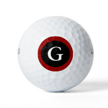 Monogram, Initial Red White & Black Golf Balls