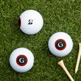 Monogram, Initial Red White & Black Golf Balls Golfball