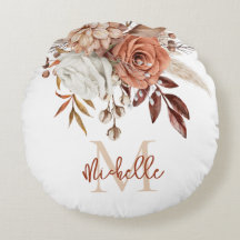 Monogram Initial Rustic Terracotta Florals