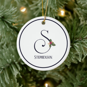 Monogram Initial S Vintage Weihnachten Keramik Ornament