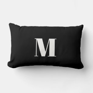 Monogram Initial Schwarz-weiß Simple Minimal Moder Lendenkissen