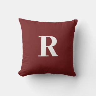 Monogram Initial Simple Minimal Burgundy Red White Kissen
